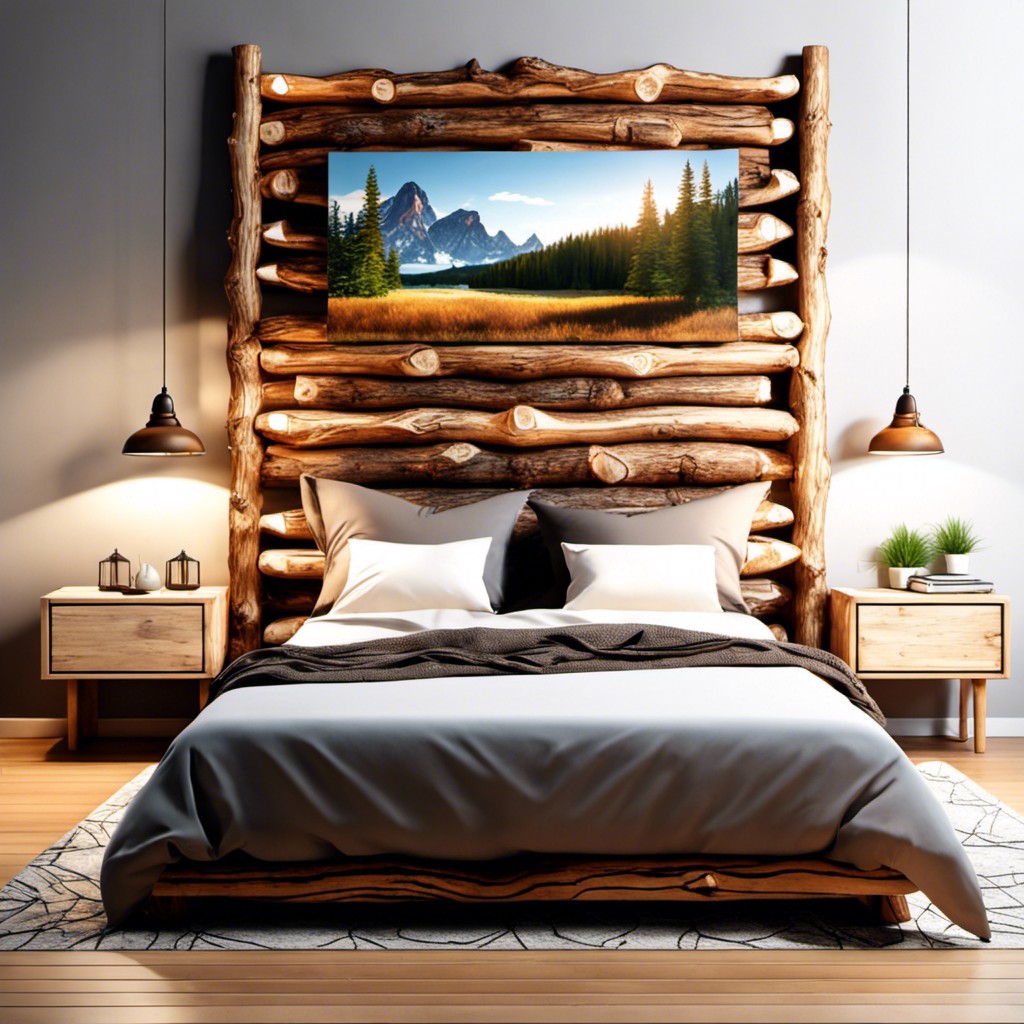 rustic log headboard