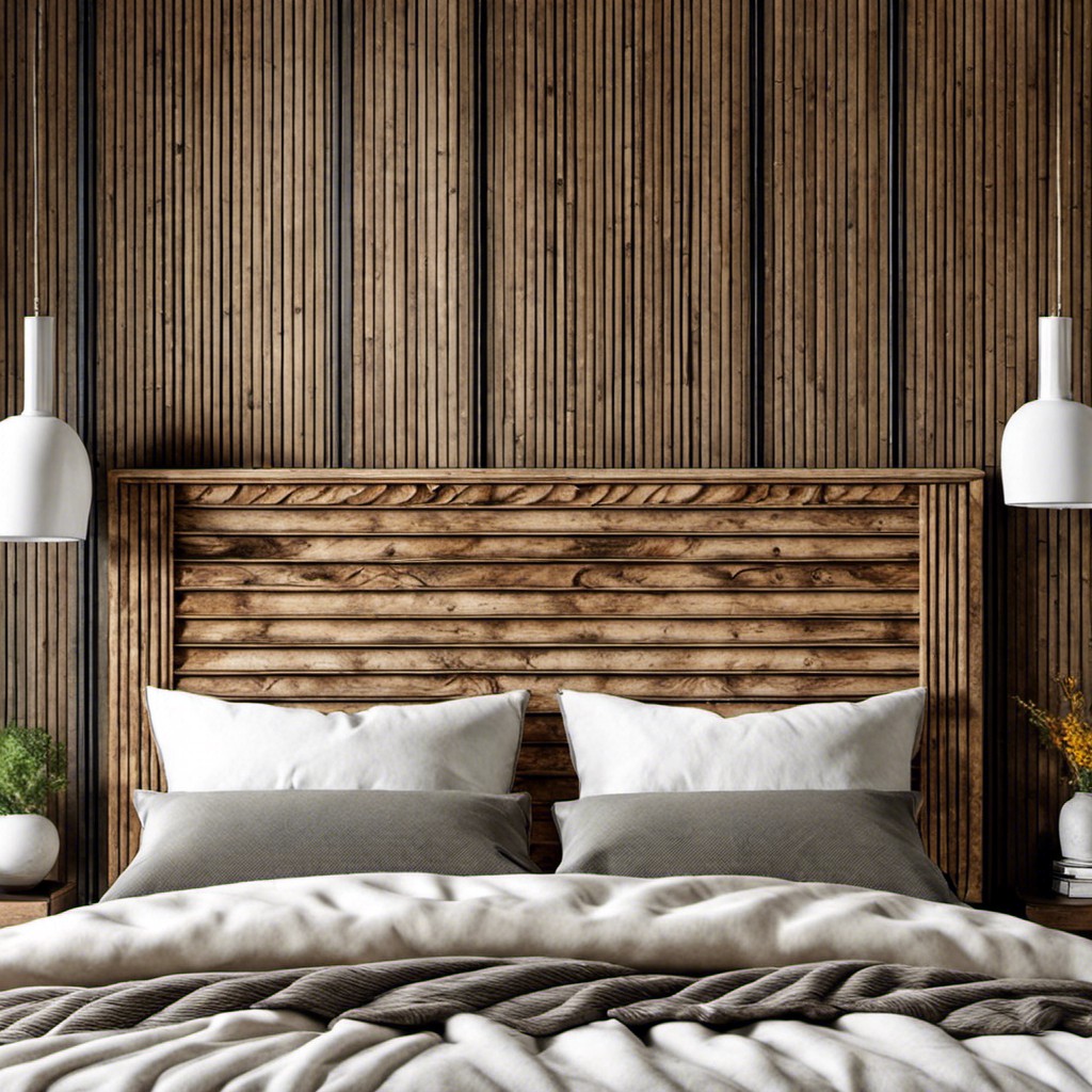 rustic wood fluted headboard