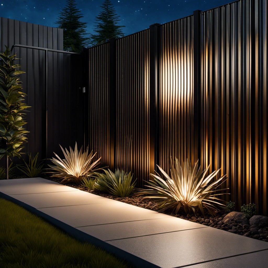sheet metal fence with integrated lighting for night time