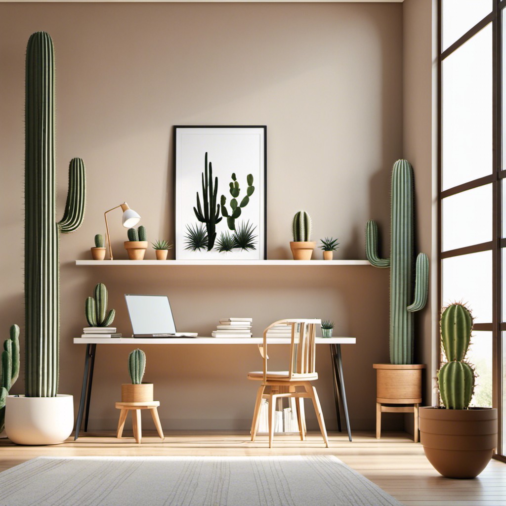 shelf of cacti in the study room