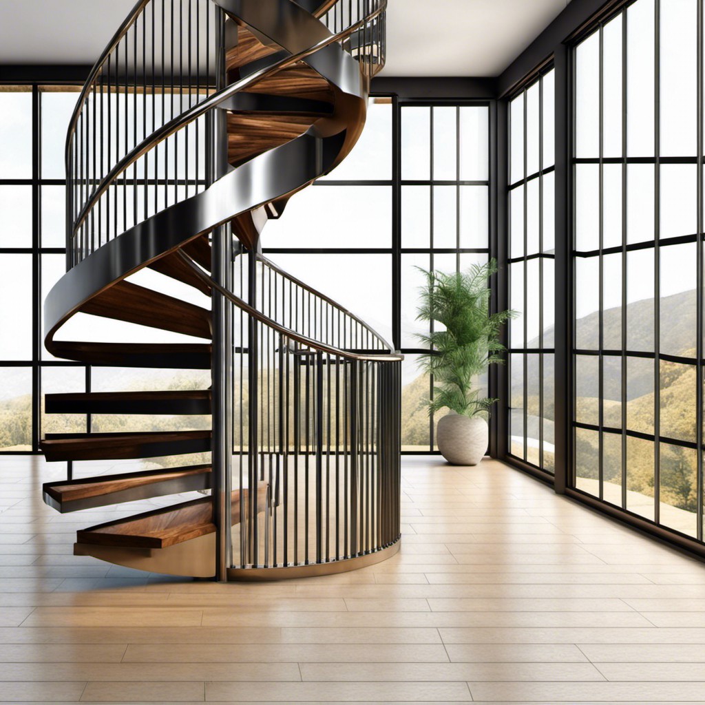 spiral staircase with polished steel
