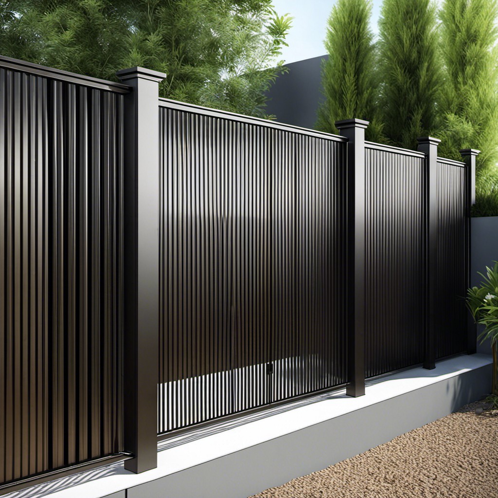 staggered height sheet metal fence for a modern aesthetic