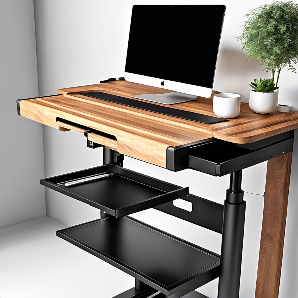 standing desk with pull out file drawer system