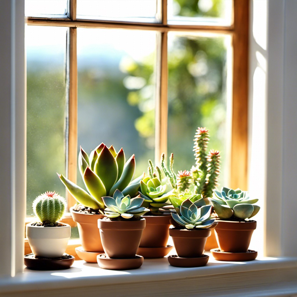 succulent garden on windowsill