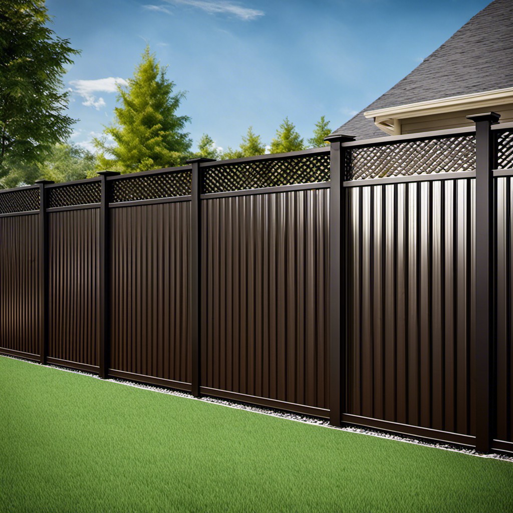 tall privacy fence using dark colored sheet metal