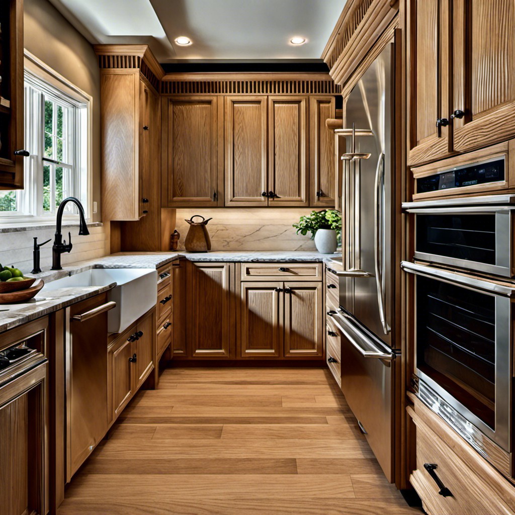 traditional oak fluted cabinets