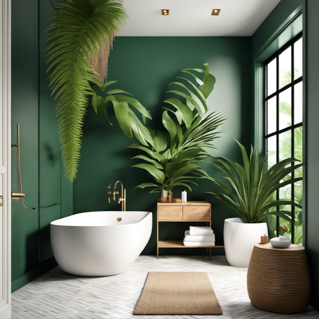 tropical plants in the bathroom
