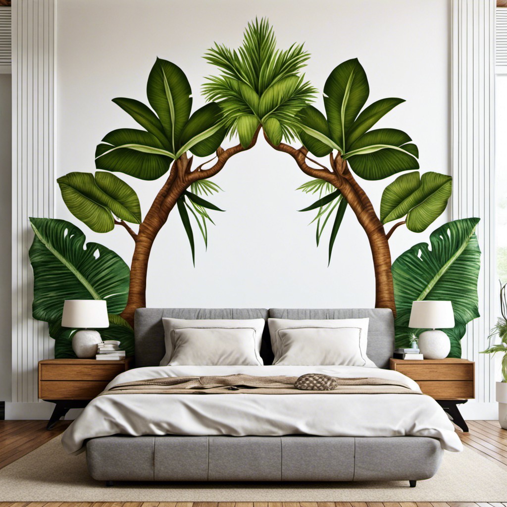 tropical tree design headboard