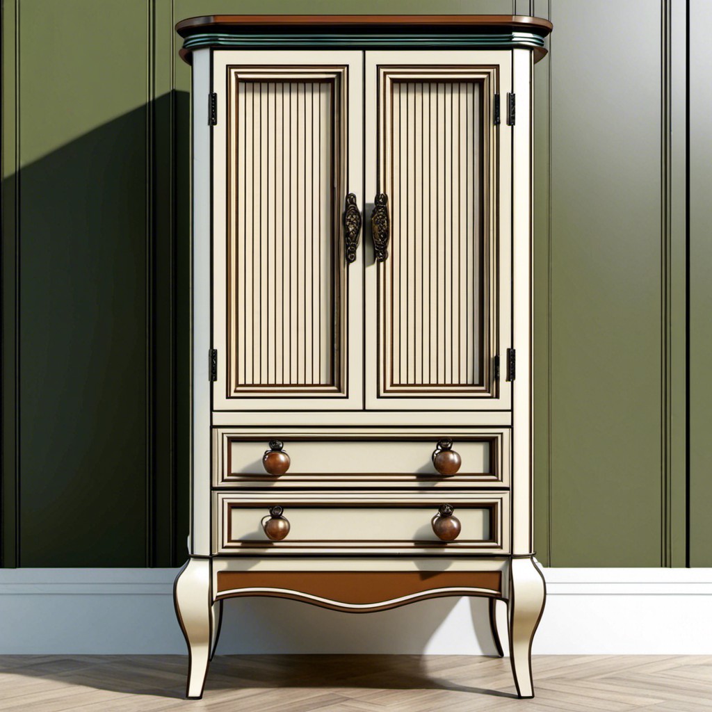 two tone fluted cabinet with drawer