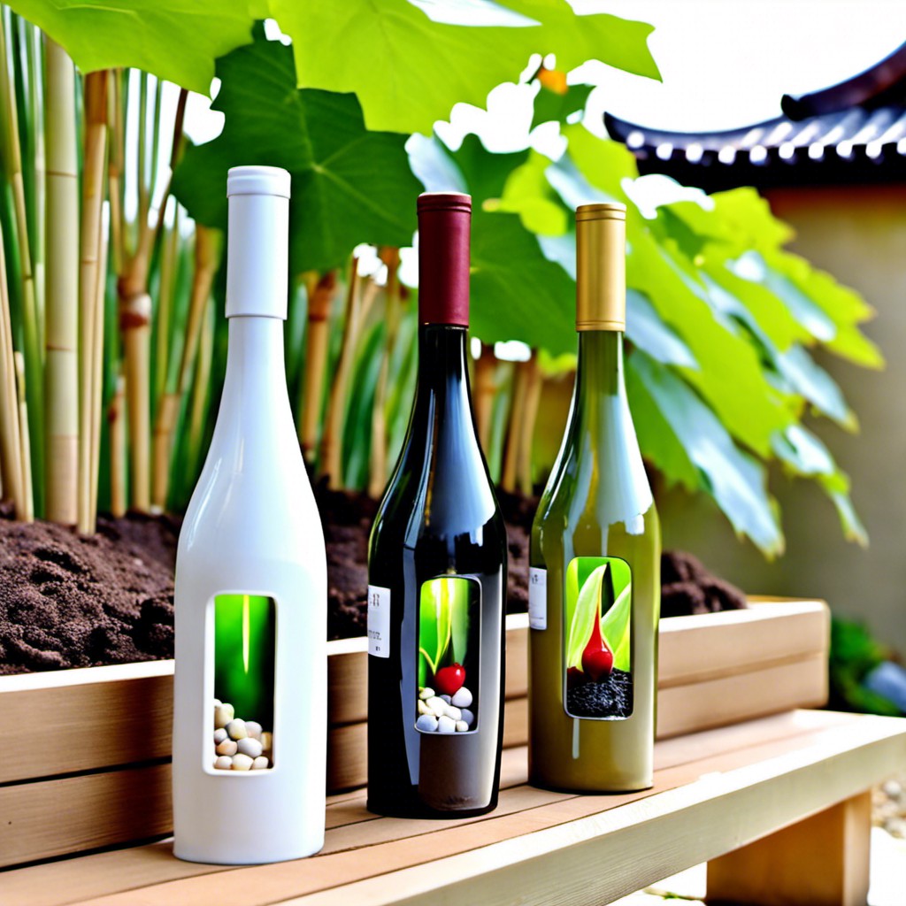 upcycle wine bottles into garden borders