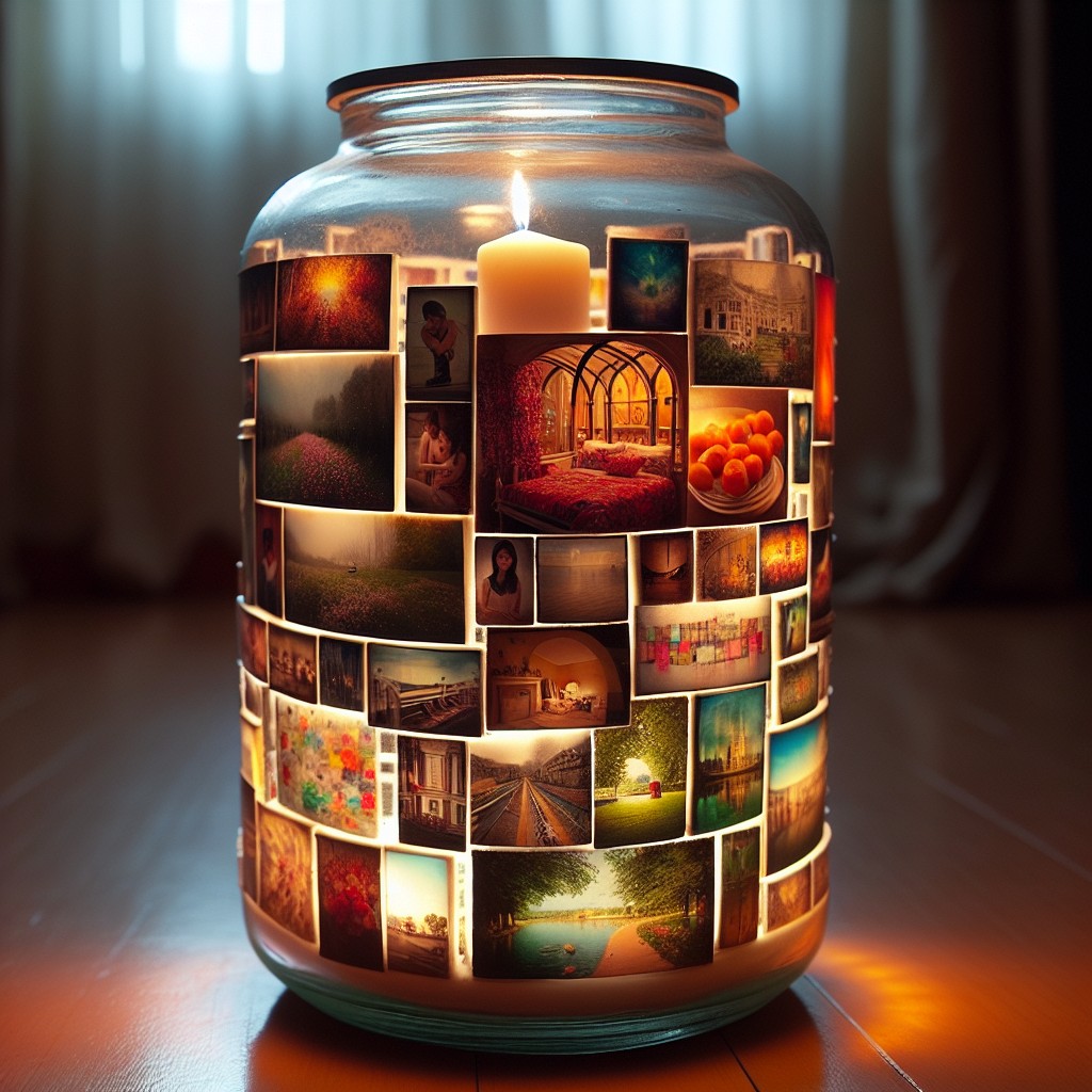 candle jars as picture frames