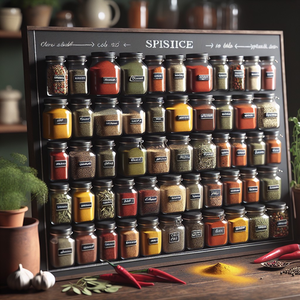 chalkboard tabletop spice rack