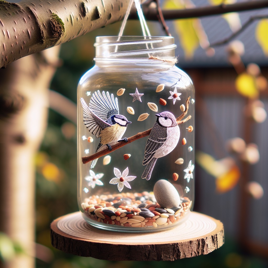 create bird feeders using empty candle jars