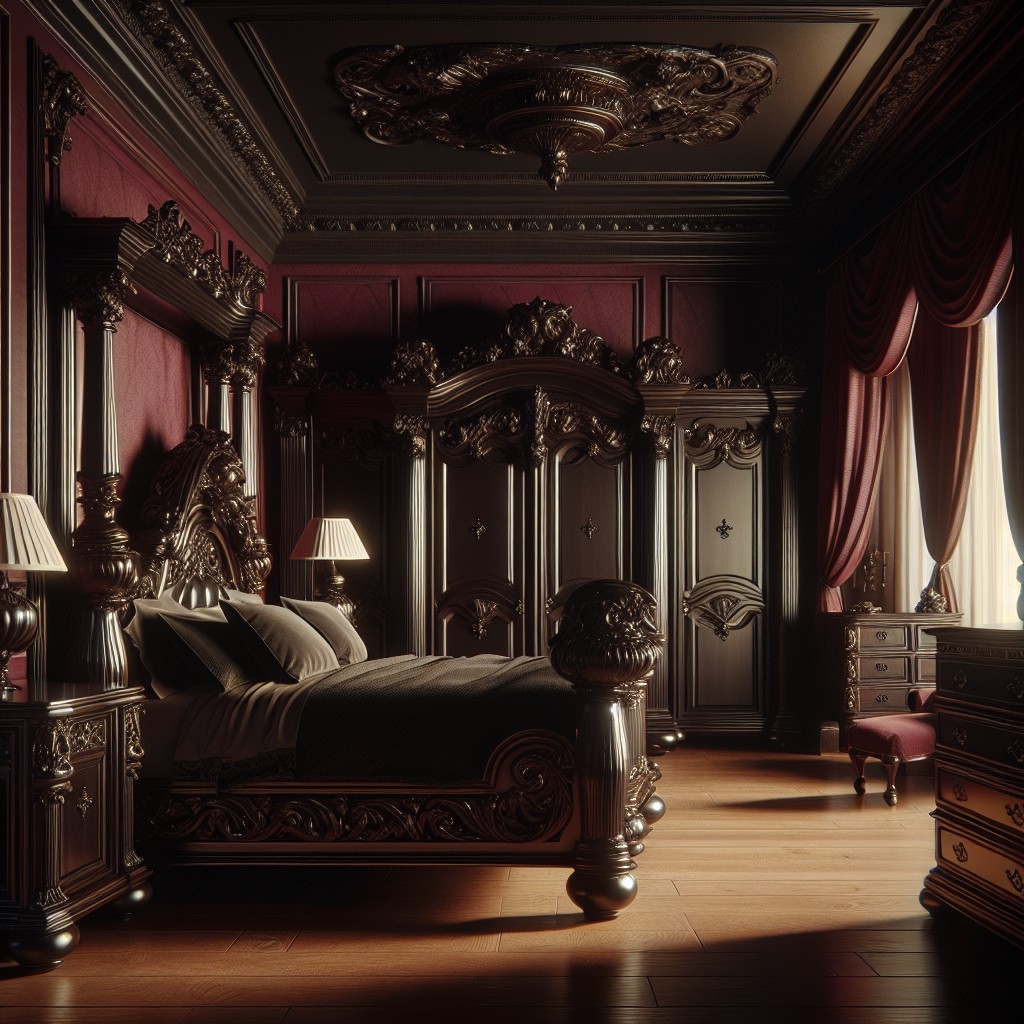 dark furniture maroon colors the regal bedroom