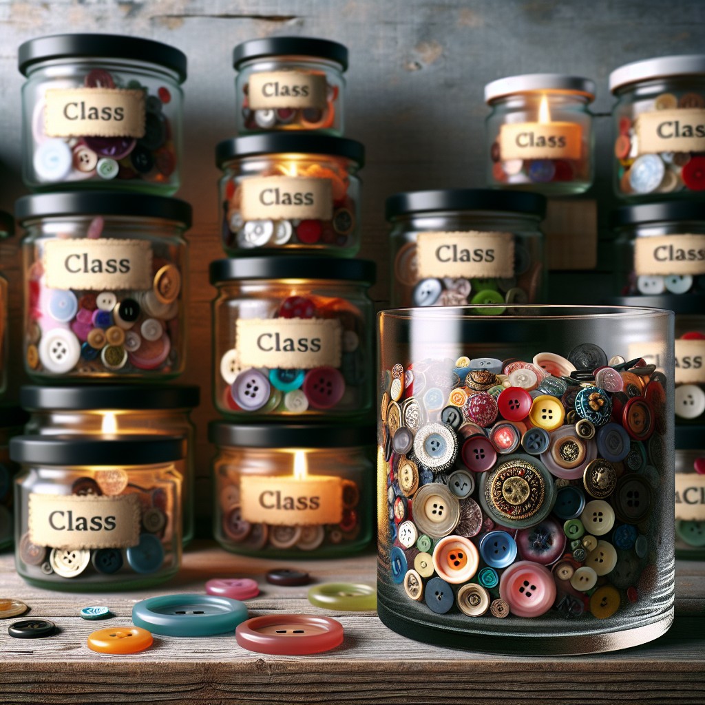 decorative button storage using candle jars