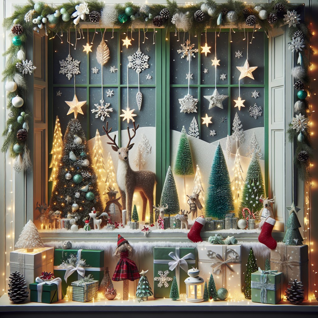 diy green and white winter wonderland display