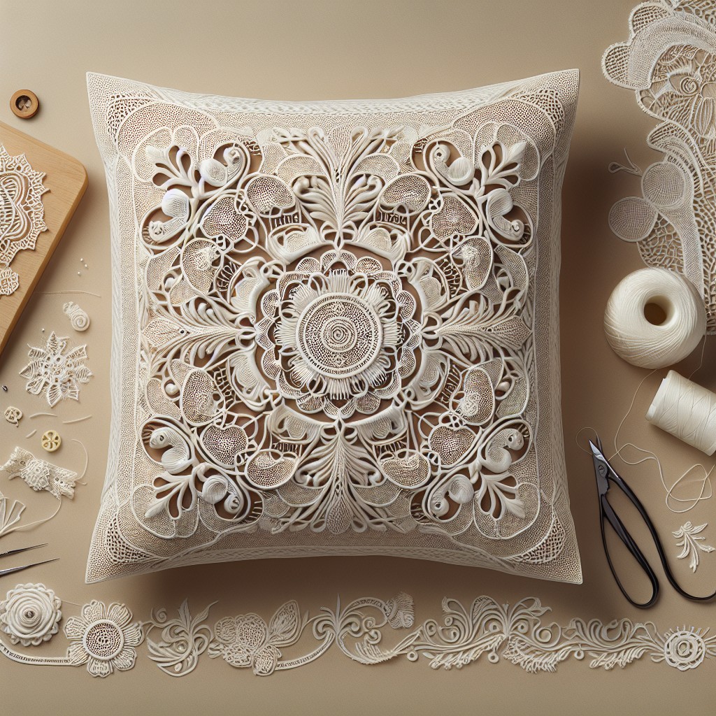 diy pillow cover with lace detailing