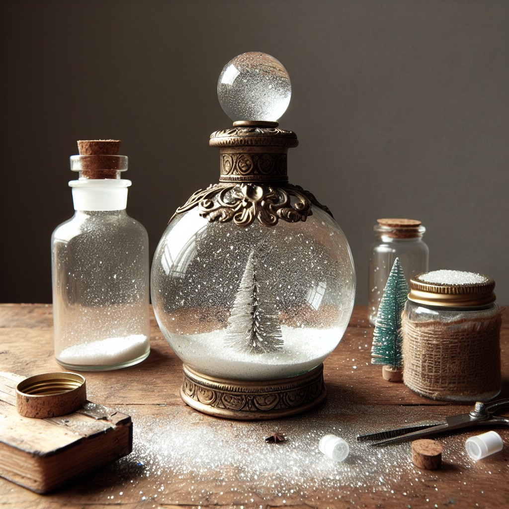 diy snow globe using old perfume bottles