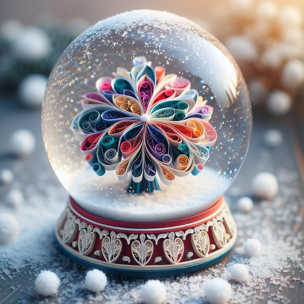 diy snow globe with quilled paper designs