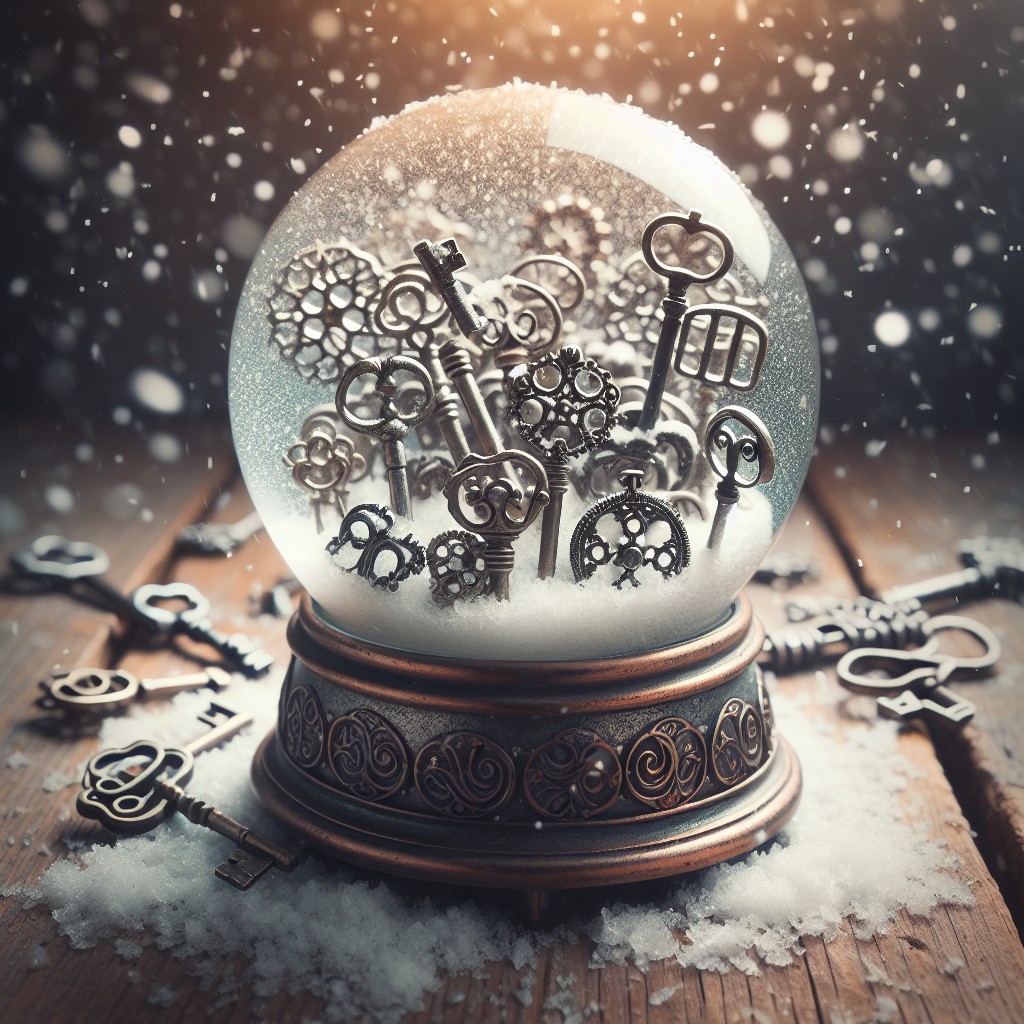 diy snow globe with vintage keys