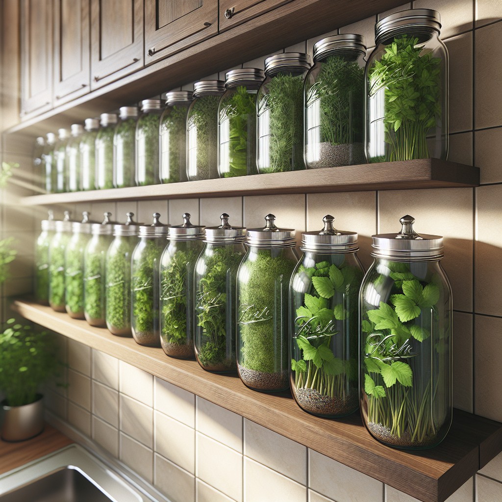 diy wall mounted mason jar herb storage