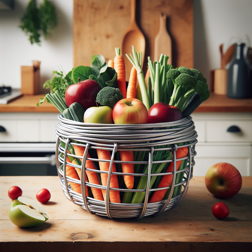 diy wire and wood basket produce storage