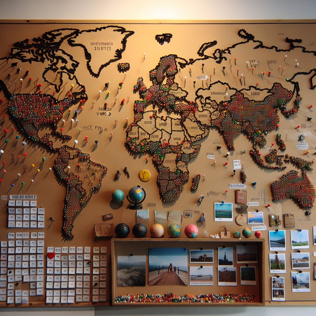document your travels on a diy cork board map