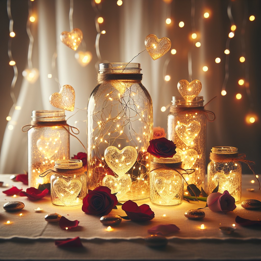 fairy lights in glass jars centerpieces