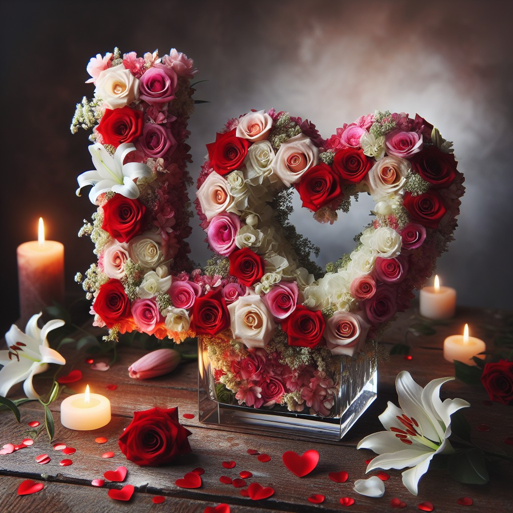 floral love sign centerpiece