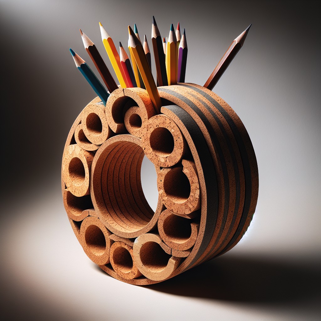 glue circular cork boards together to make a pencil holder