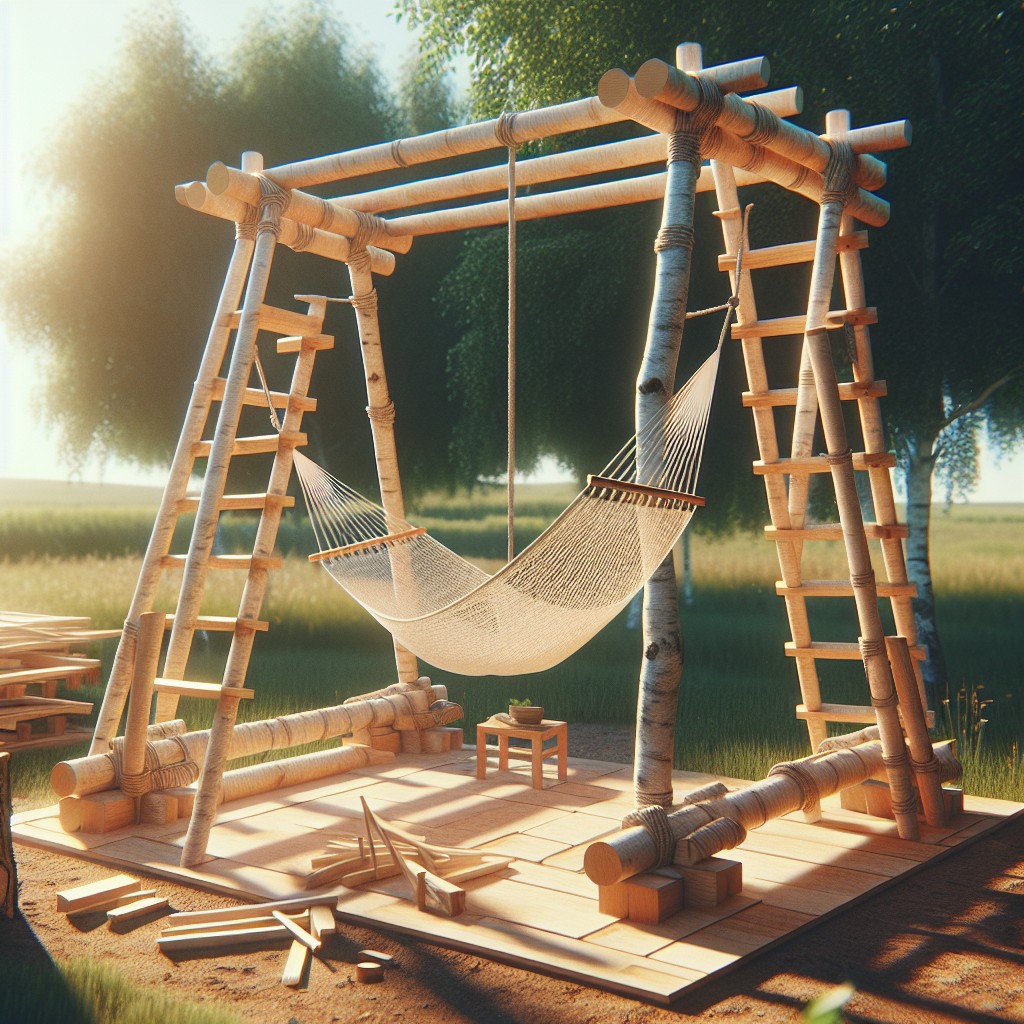 hammock stand design made from ladders