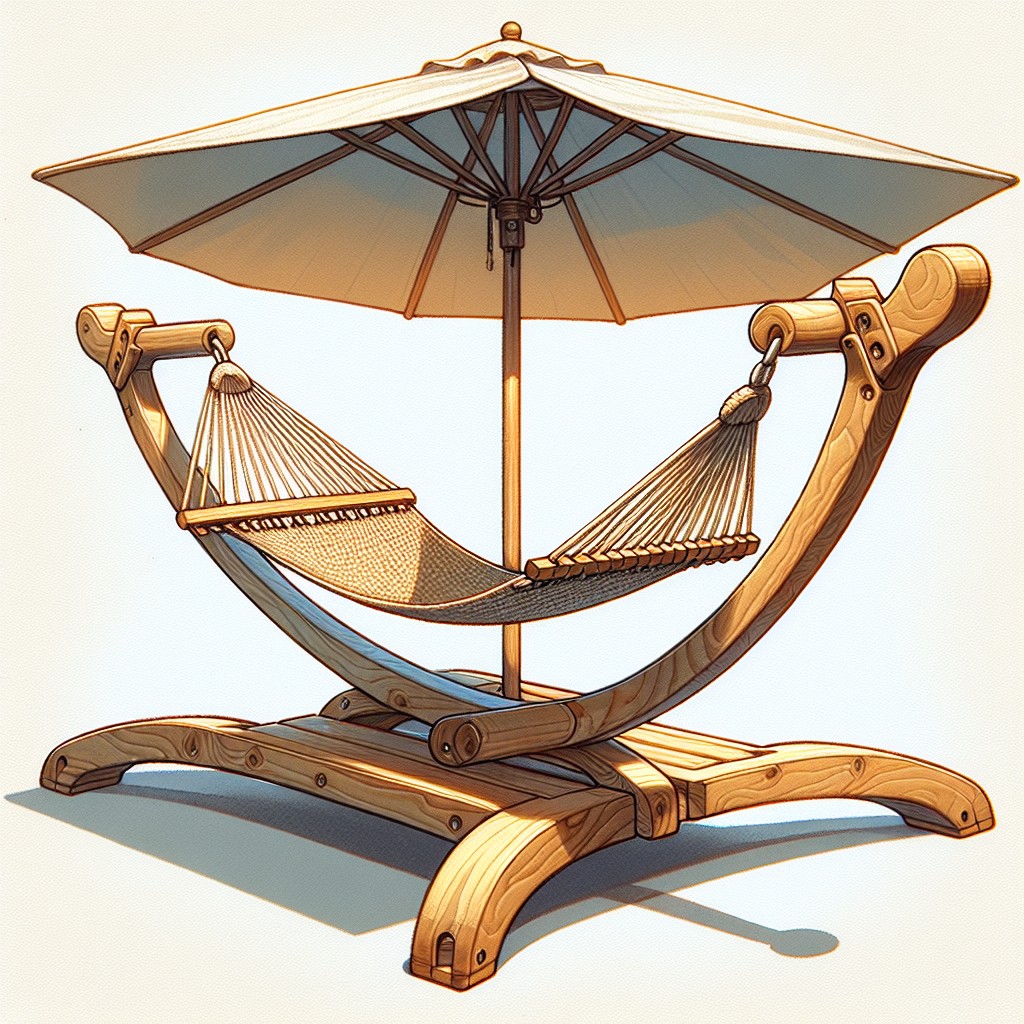 hammock stand design with a built in umbrella holder