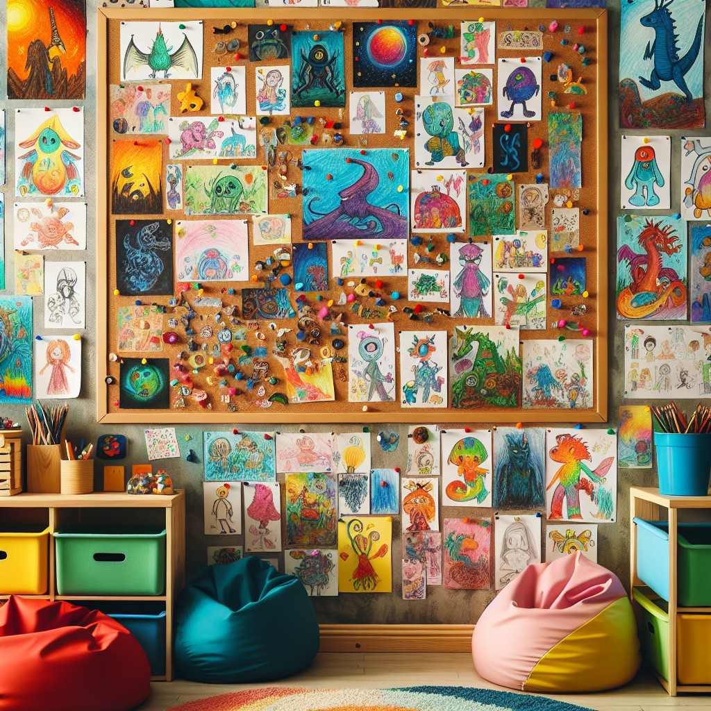 hang a giant cork board for kids art