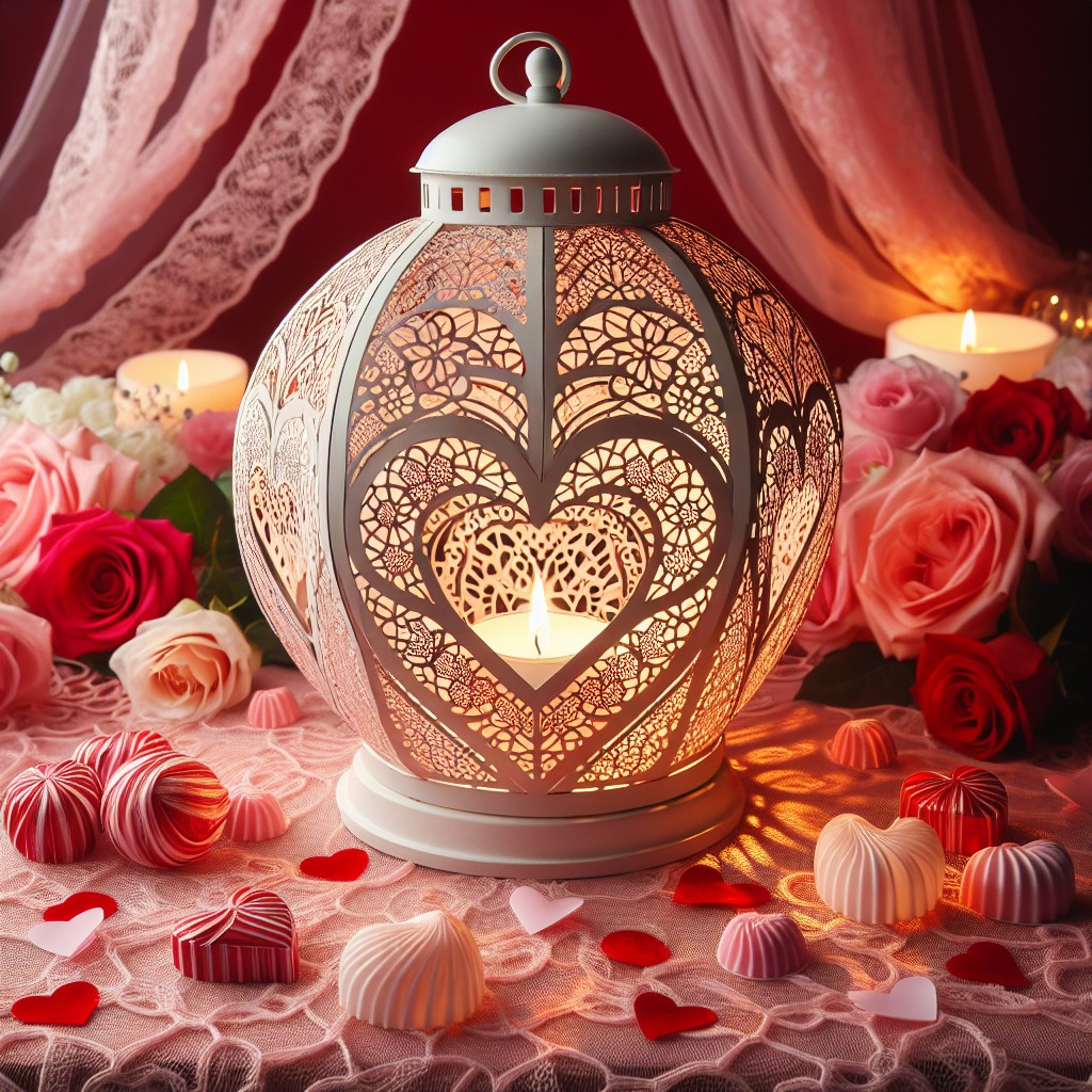 heart motif lacy candle lantern