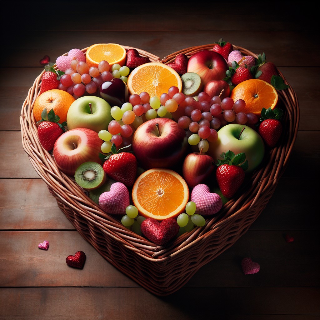 heart shaped fruit basket display