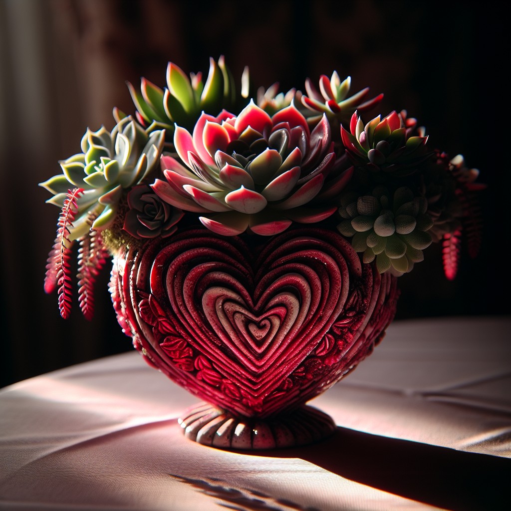 heart shaped succulent pot centerpiece