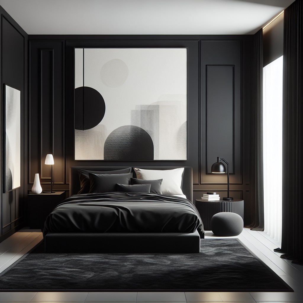 high contrast contemporary black bedroom
