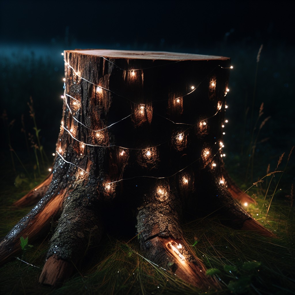 illuminated tree stump