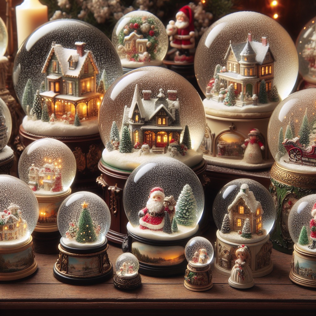 incorporating snow globes into a vintage display