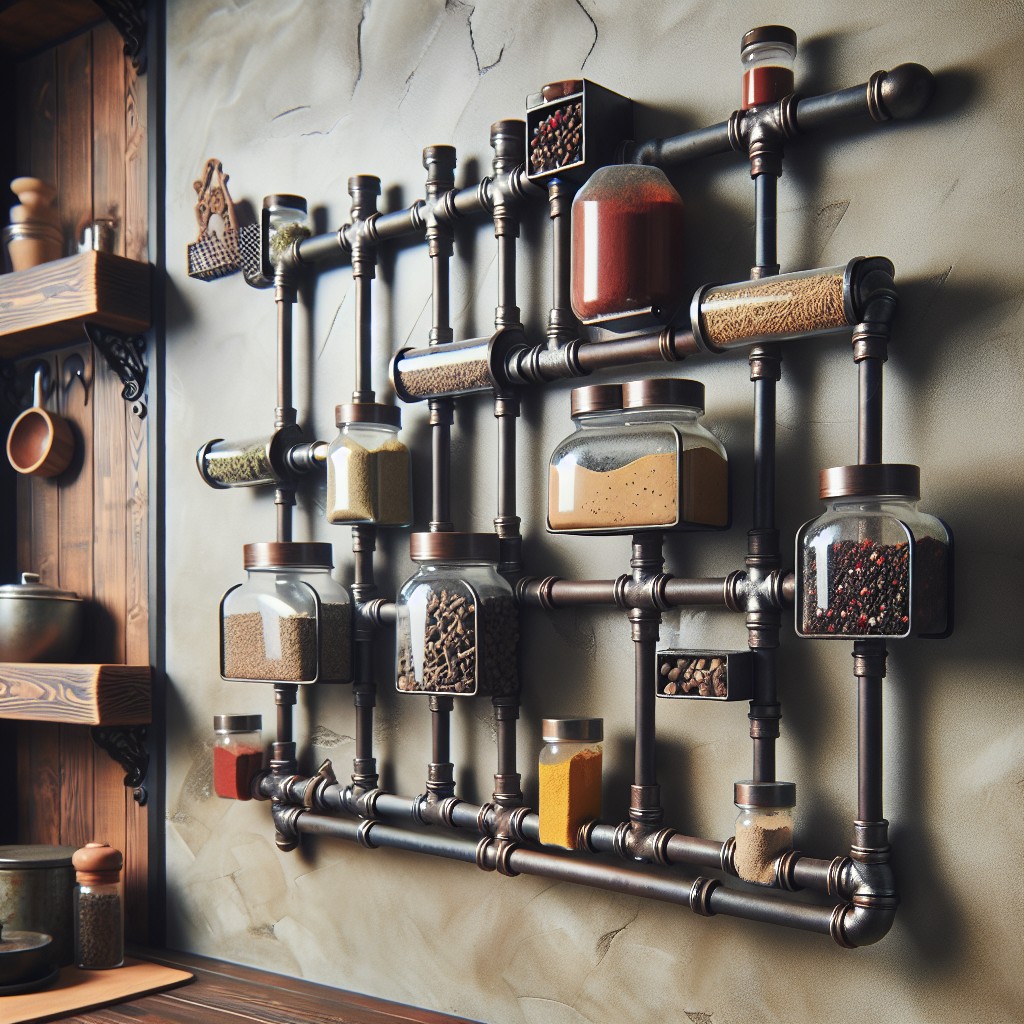 iron pipe spice rack