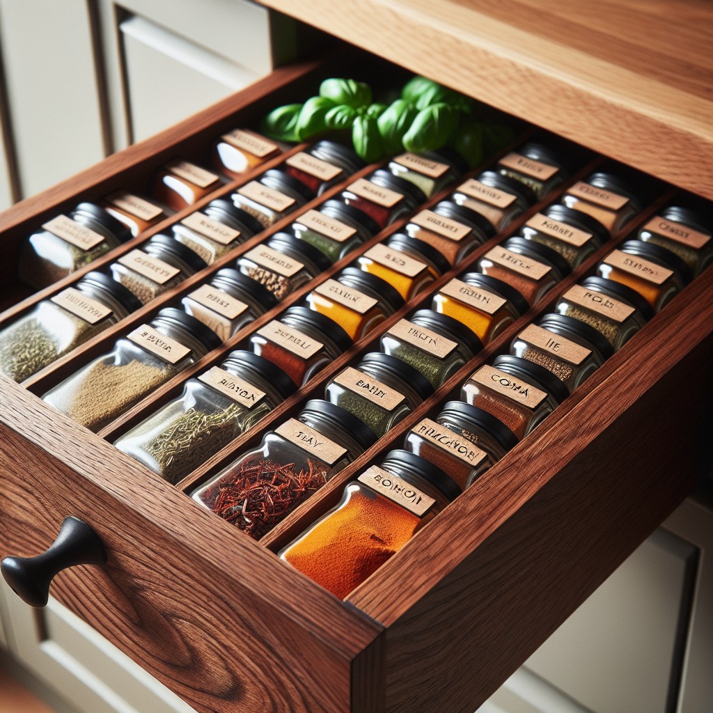 labeled drawer side spice rack