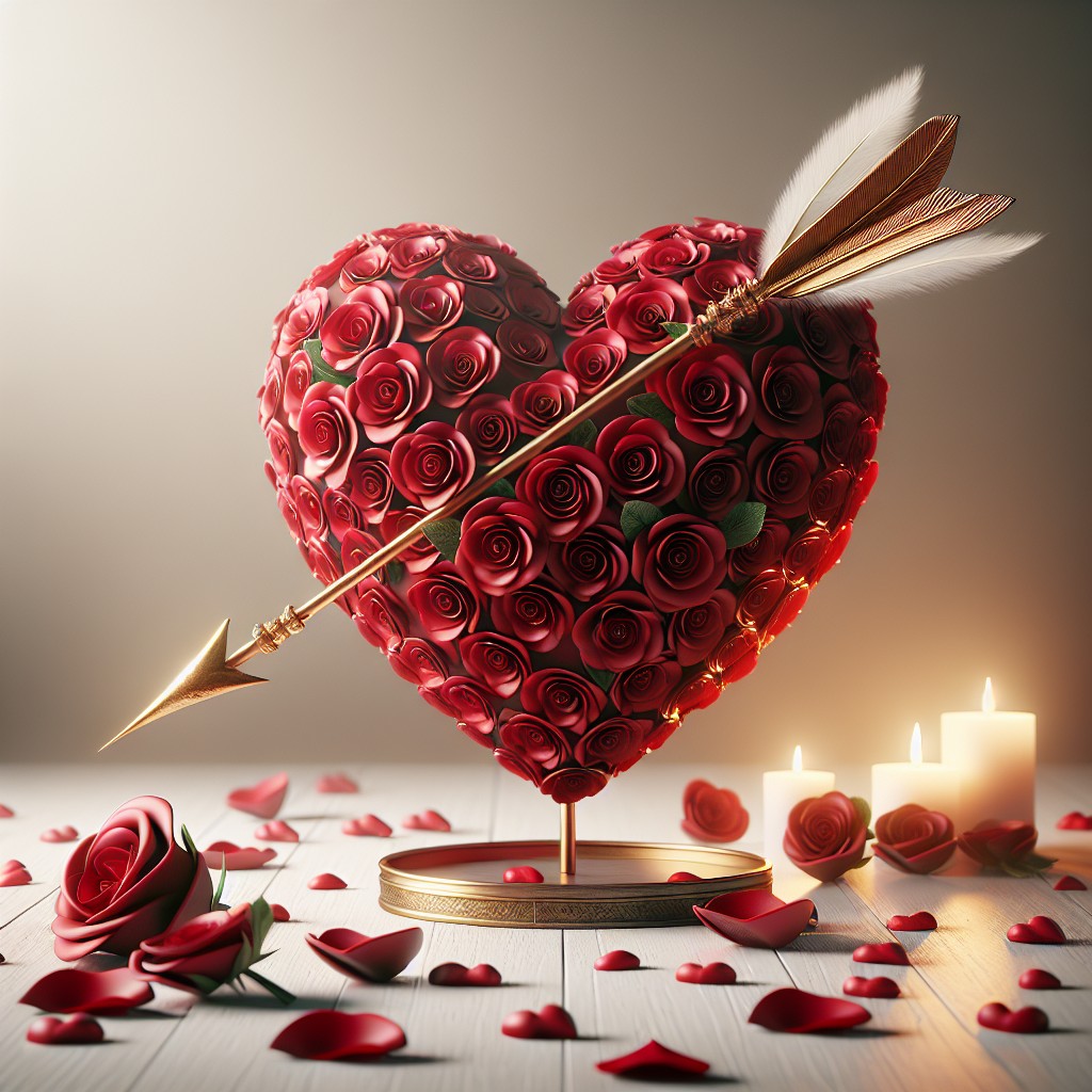 love struck arrow in heart centerpiece