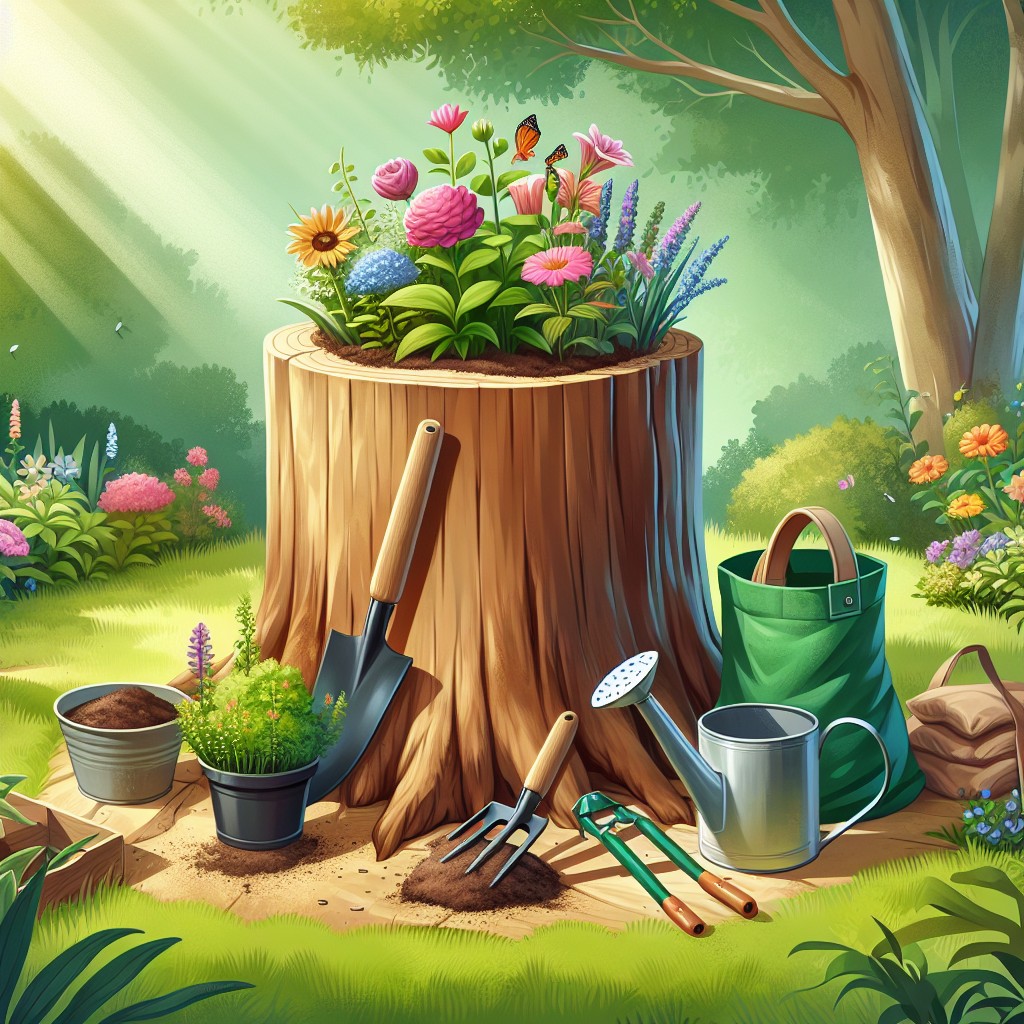 make a tree stump planter