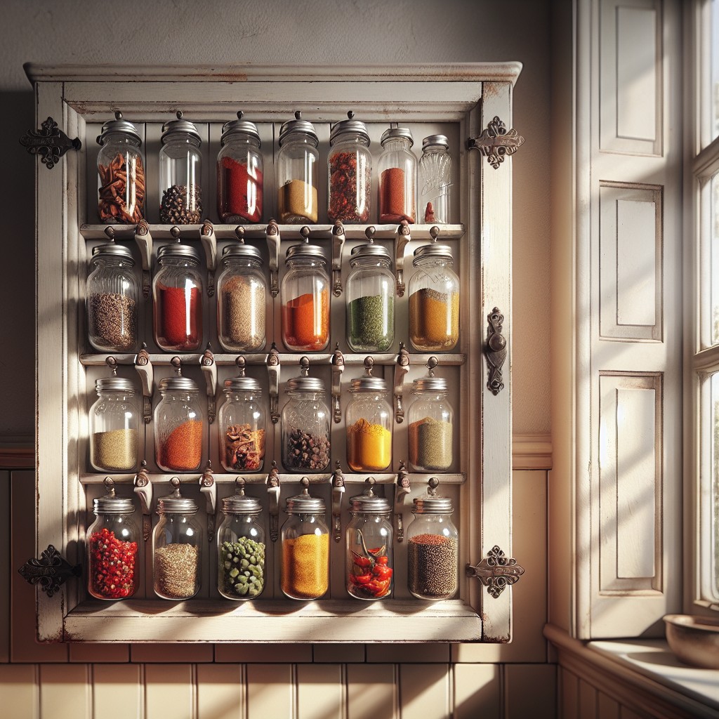 mason jar cabinet door spice rack