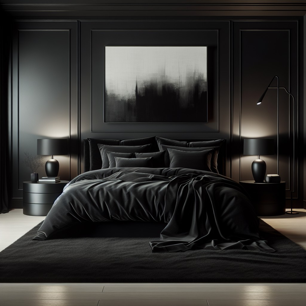 modern luxe black bedroom