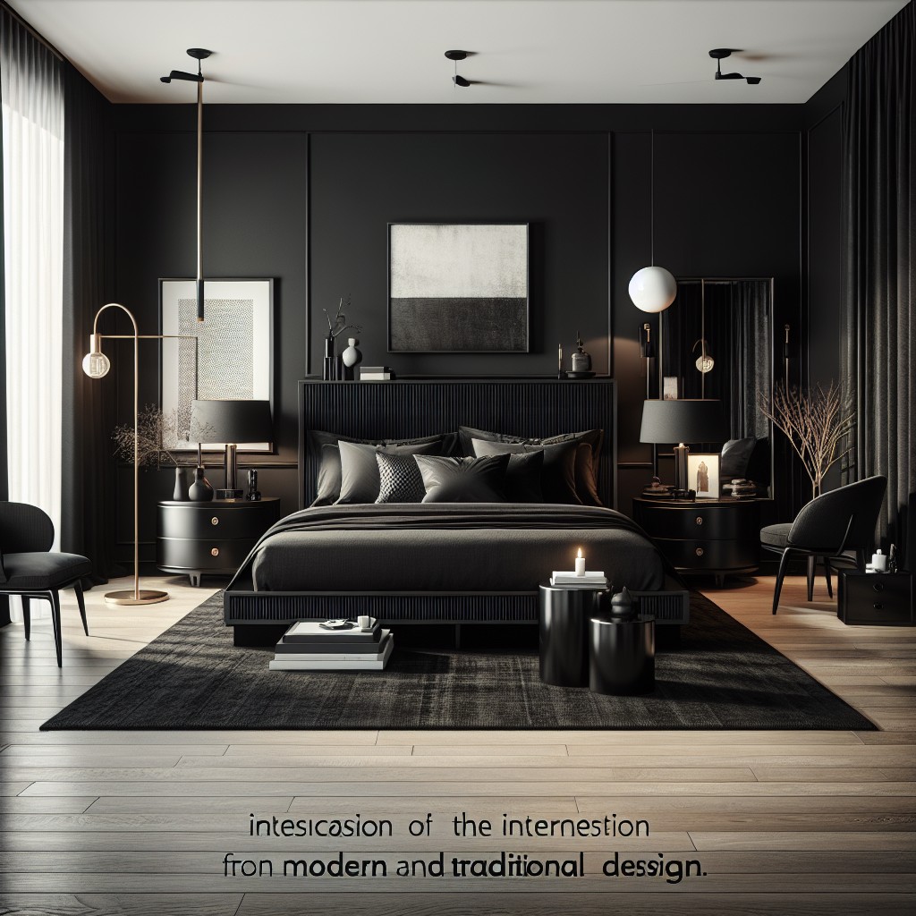 modern traditional black bedroom