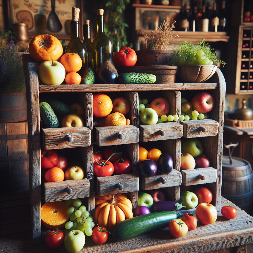 old wine rack turned produce stand