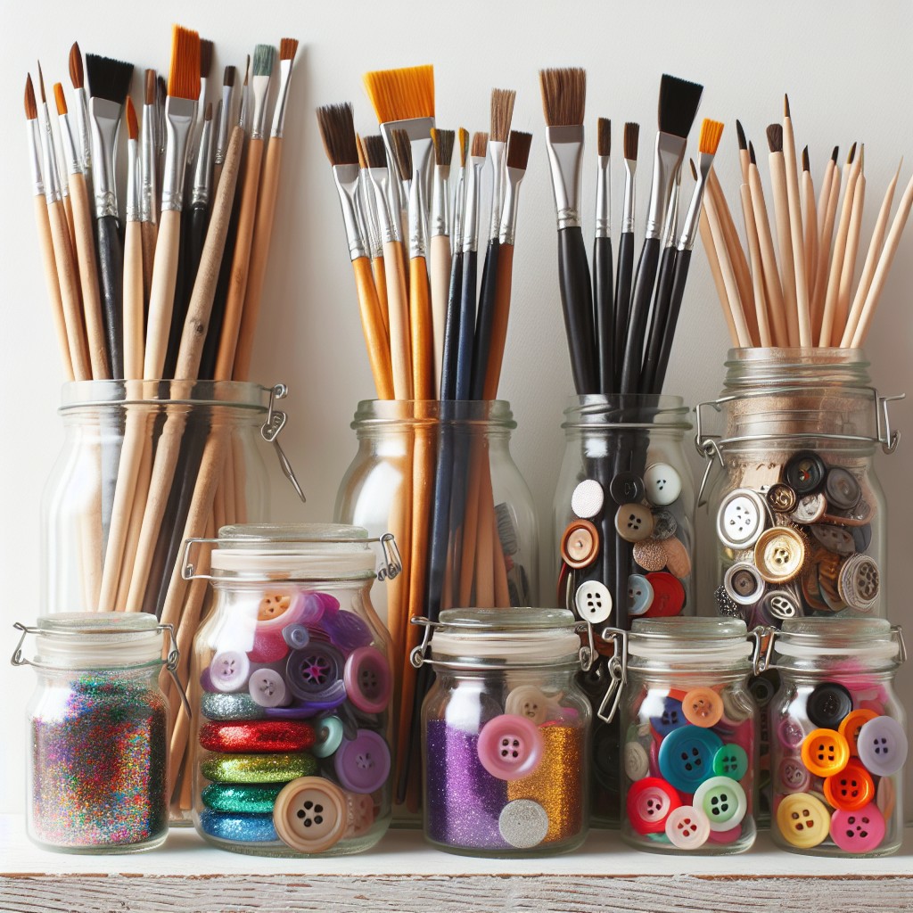 organize craft supplies with candle containers