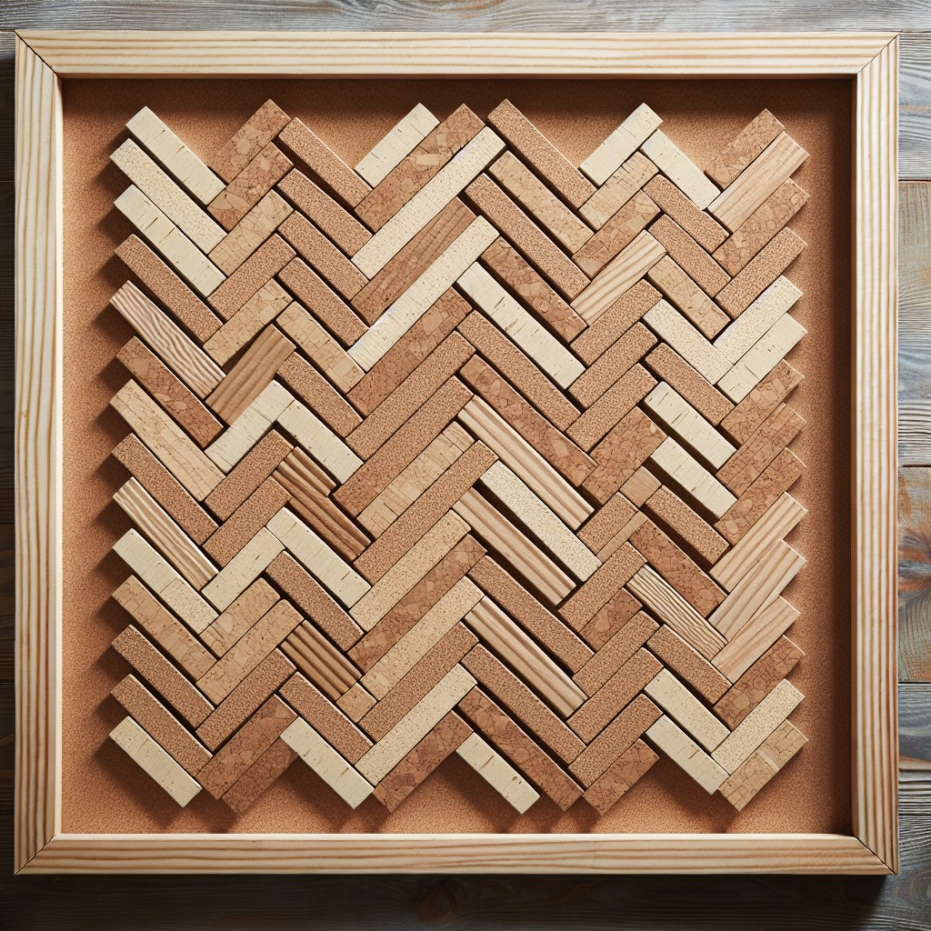 place cork board pieces in a herringbone pattern