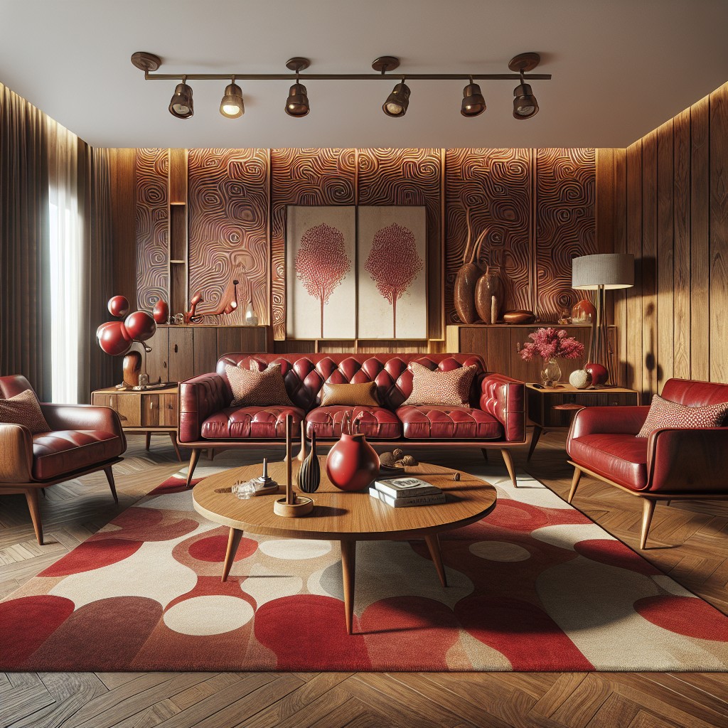 red and brown mid century modern fusion
